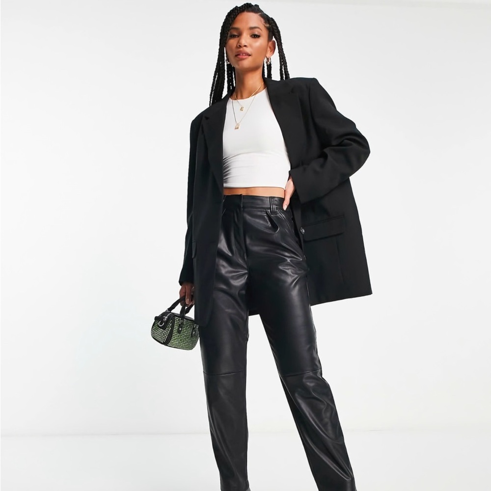 ASOS DESIGN Tall boxy oversized grandad blazer in black